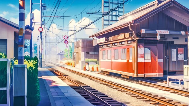 HD wallpaper: anime, train station, landscape | Painting kits, Classic  artwork, Train wallpaper