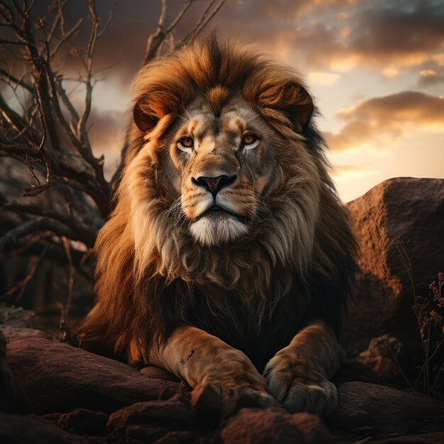 Majestic lion, king of the savannah, roams Africa grassy plains generated  by AI 29702828 Stock Photo at Vecteezy