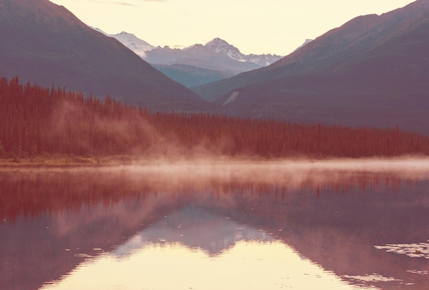 Serenity lake in Alaskan tundra