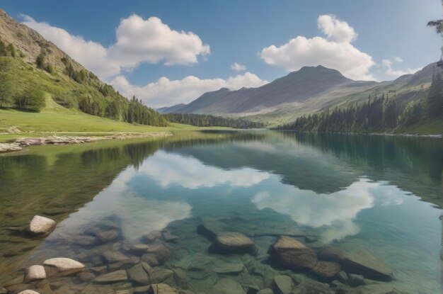 Serenity Lake in de bergen in het zomerseizoen
