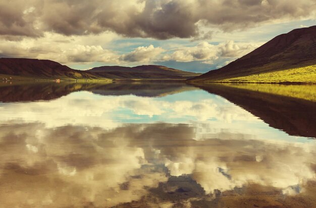 Serenity lake in tundra in Alaska