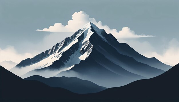 The Serenity of Nature A Minimalist Mountain Sketch