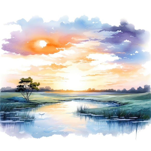 세레니티의 캔버스 밝은 지평선과 차분한 분위기로 그려진 조화로운 풍경