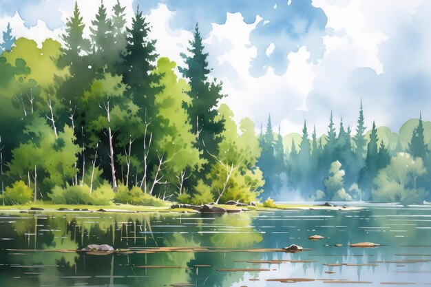 Спокойствие уединенного лесного озера