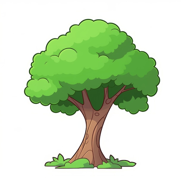 Foto serenità nella semplicità una delicata clipart vettoriale 2d di un albero magro in stile anime su sfondo bianco