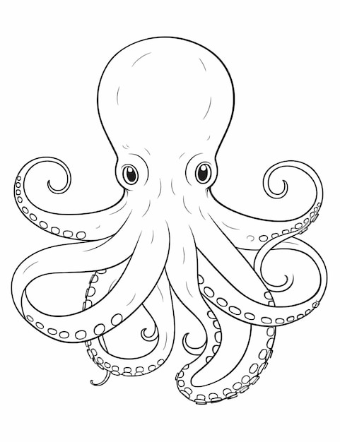 Serenity in Simplicity Monochrome Octopus Coloring Sheet