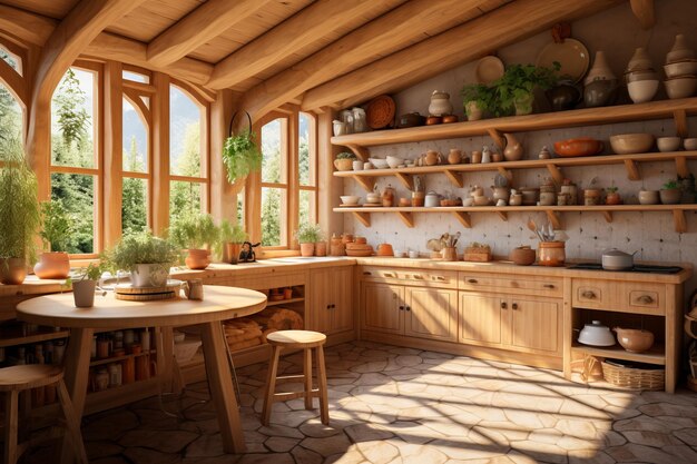静けさとシンプルさ 自然に美しい木の天井と家具が居心地の良さを高めます