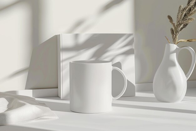 Foto serenity in unity un duetto di white vase e mug generative ai