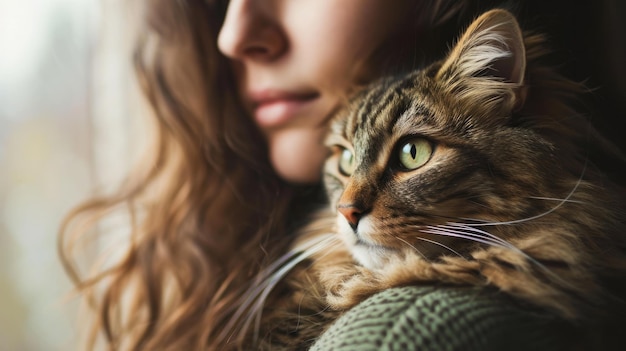 Foto serenity ha scatenato una melodia affascinante della connessione umana e felina rivelata