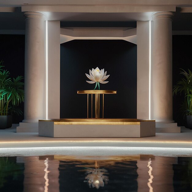 Photo serenity unveiled floating lotus podium