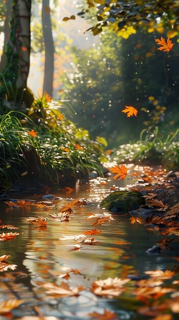 Photo serenity in the woods gentle stream amidst nature