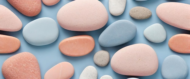 Photo serenity in zen garden powder blue salmon pink pebbles seamless background
