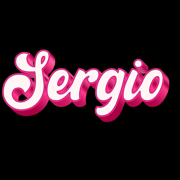 Sergio Typography 3D Design Pink Black White Background Photo JPG