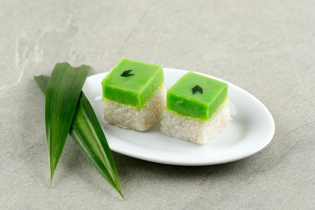 Seri Muka Kuih also known as the Pandan Custard Cake Copy Space for Text