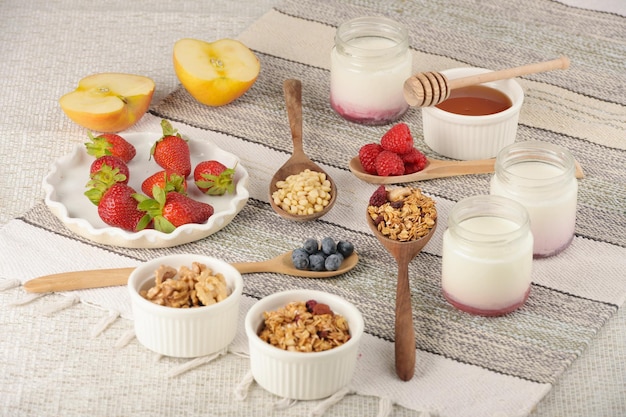 Serie over granolabes en Griekse yoghurt geschikt voor een gezond ontbijtsnack of dessert