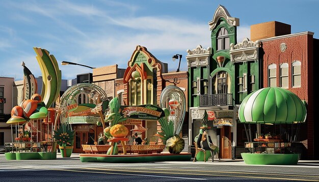 A series of 3D models of St Patricks Day parade floats