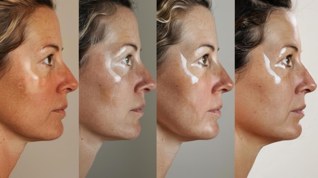 Photo a series of beforeandafter photos of a celebritys skin demonstrating the rejuvenating effects of