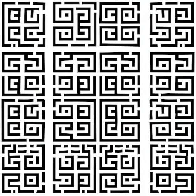 a series of black and white squares with a black and white pattern