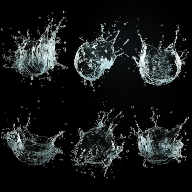 a series of bubbles with water splashing on it