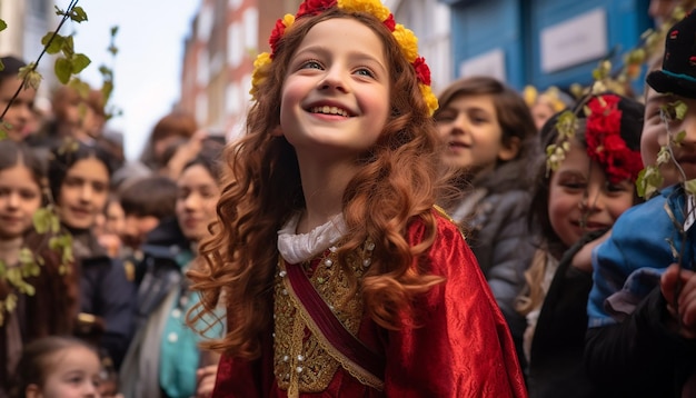 Photo a series of candid shots of children enjoying nowruz festivities