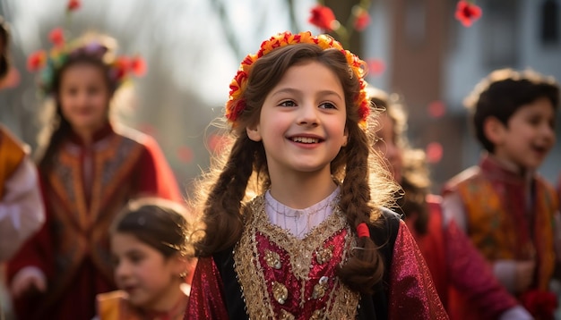 A series of candid shots of children enjoying Nowruz festivities