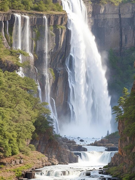 A series of cascading waterfalls each with its unique character creating a symphony of water