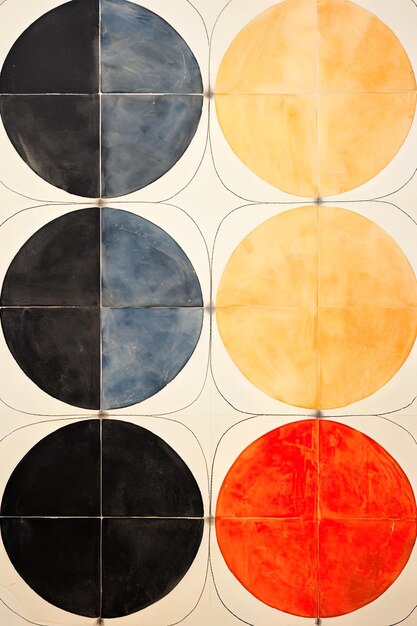 a series of circles with a yellow and orange circle on the right