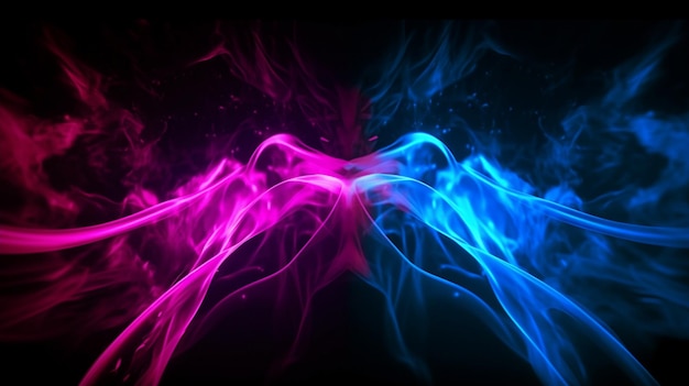 A series of colored smokes and black background