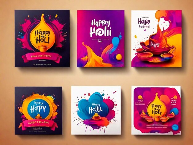 a series of colorful posters with the word happy