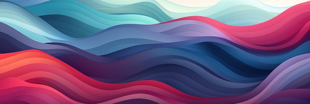 a series of colorful waves with a blue background.