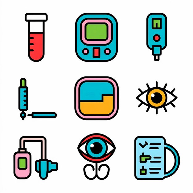 a series of different images of different objects including a device with the word eye