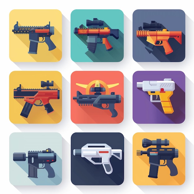 총과 총의 다양한 이미지의 시리즈