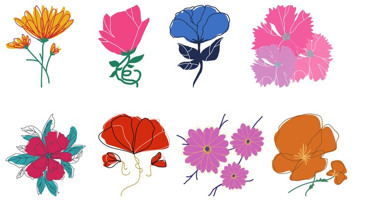 Photo 花や葉の絵の連続
