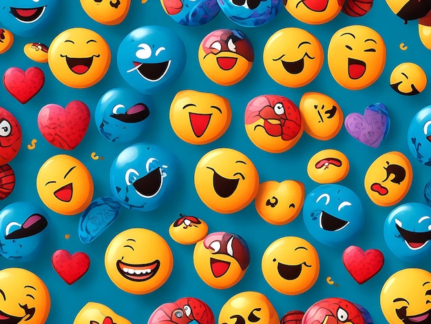 A series of emoji icons on a digital screen