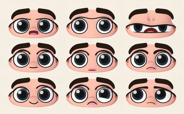 a series of eyes and nose images including one that has a face drawn on it