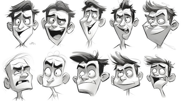 A series of faces including one that has a face with a face that says's a cartoon '