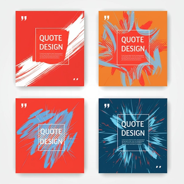 a series of four different colored cards with the words  quote art design  on them