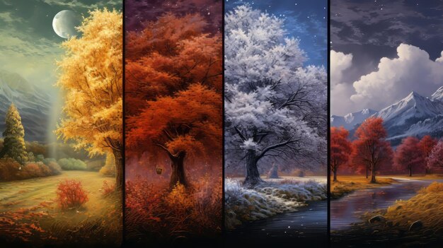 Photo a series of four seasons of the year