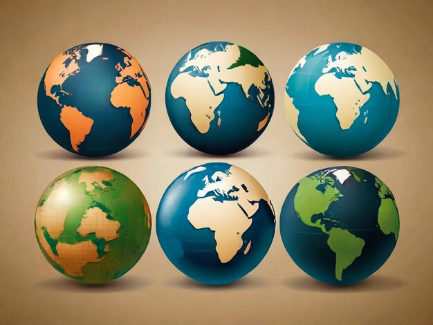 a series of globes with the world on them