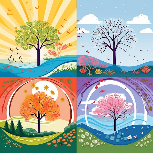 Photo a series of illustrations for the seasons of autumn