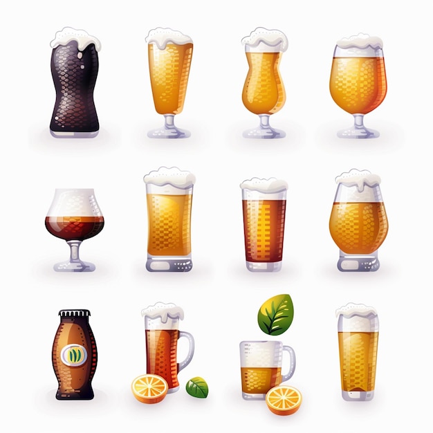 ラガーと書かれたものを含む様々な飲み物の画像のシリーズ