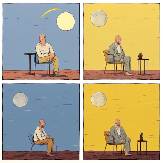 Photo a series of images of a man sitting on a chair and a man in a suit