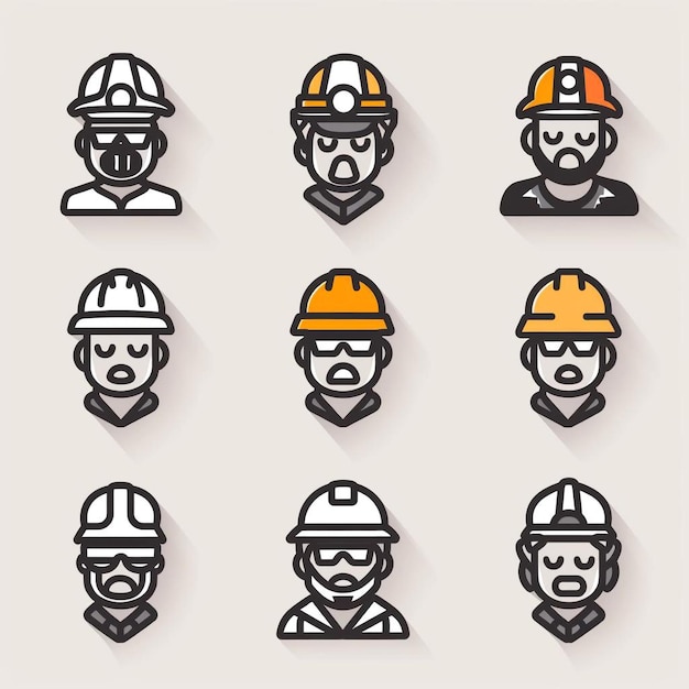 a series of images of a man wearing hard hats and construction hard hats