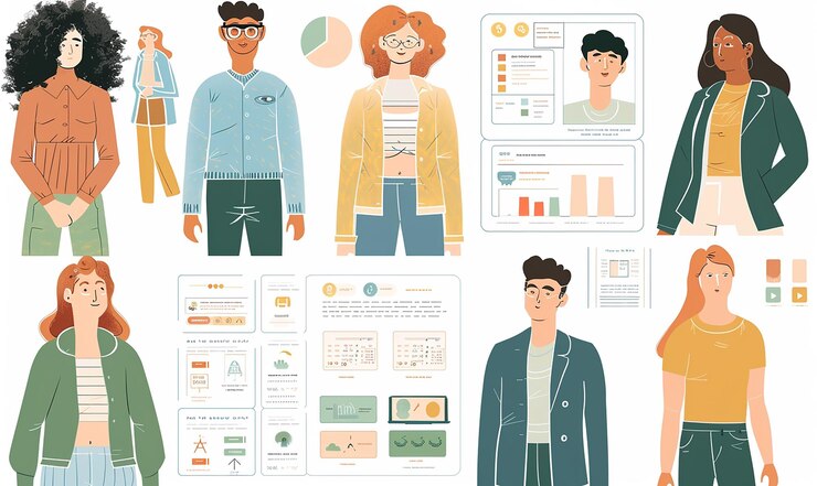 Photo series of images showcasing the creation of buyer personas