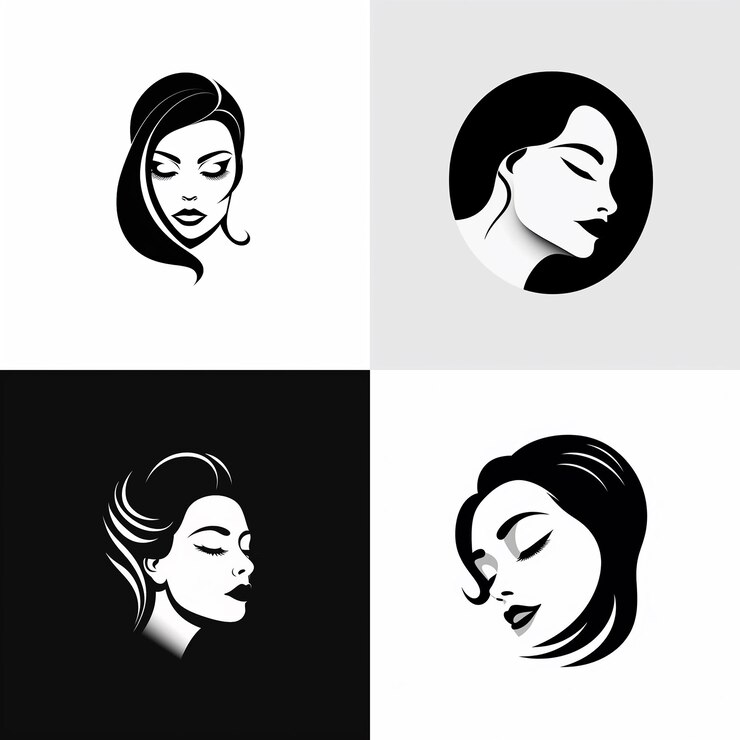 Photo a series of images of a woman  s face and face