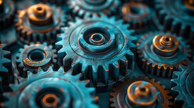 A series of interconnected gears with no end or beginning representing the neverending cycle of