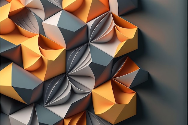 a series of orange and black geometric shapes with a white background.