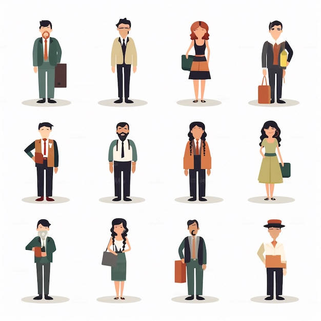 a series of people with different characters including one of them wearing a suit and tie