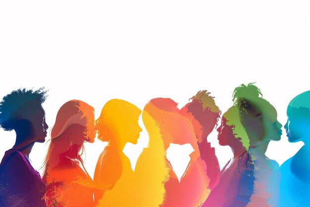 Photo a series of people with different colors and their faces