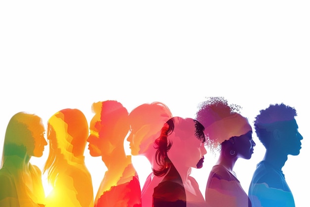 Photo a series of people with different colors and their faces